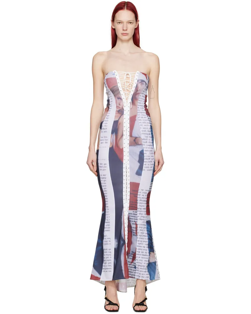 Sinead Gorey White Lace-Up Maxi Dress White