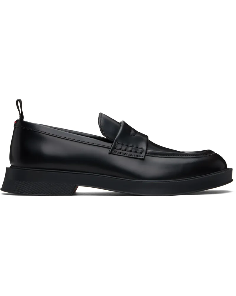 HUGO BOSS Black Brush-Off Leather Loafers 001-black