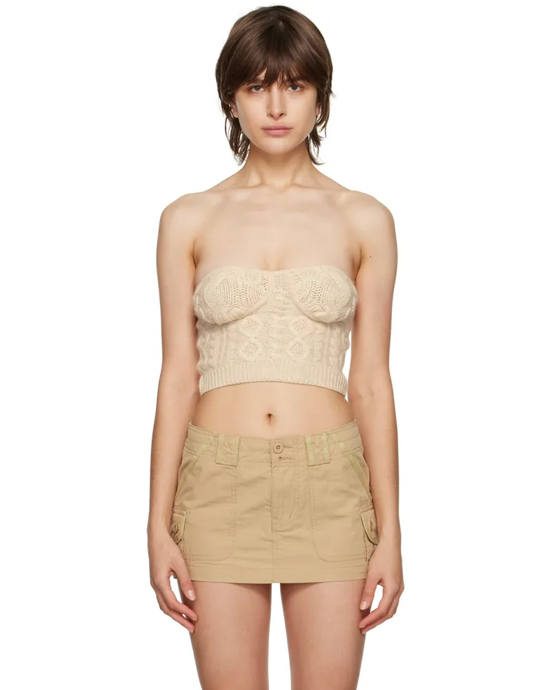 GUIZIO Off-White Strapless Tube Top Cream