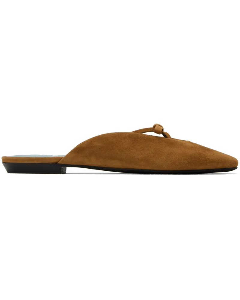 by FAR Tan Finn Suede Leather Mules Ltn