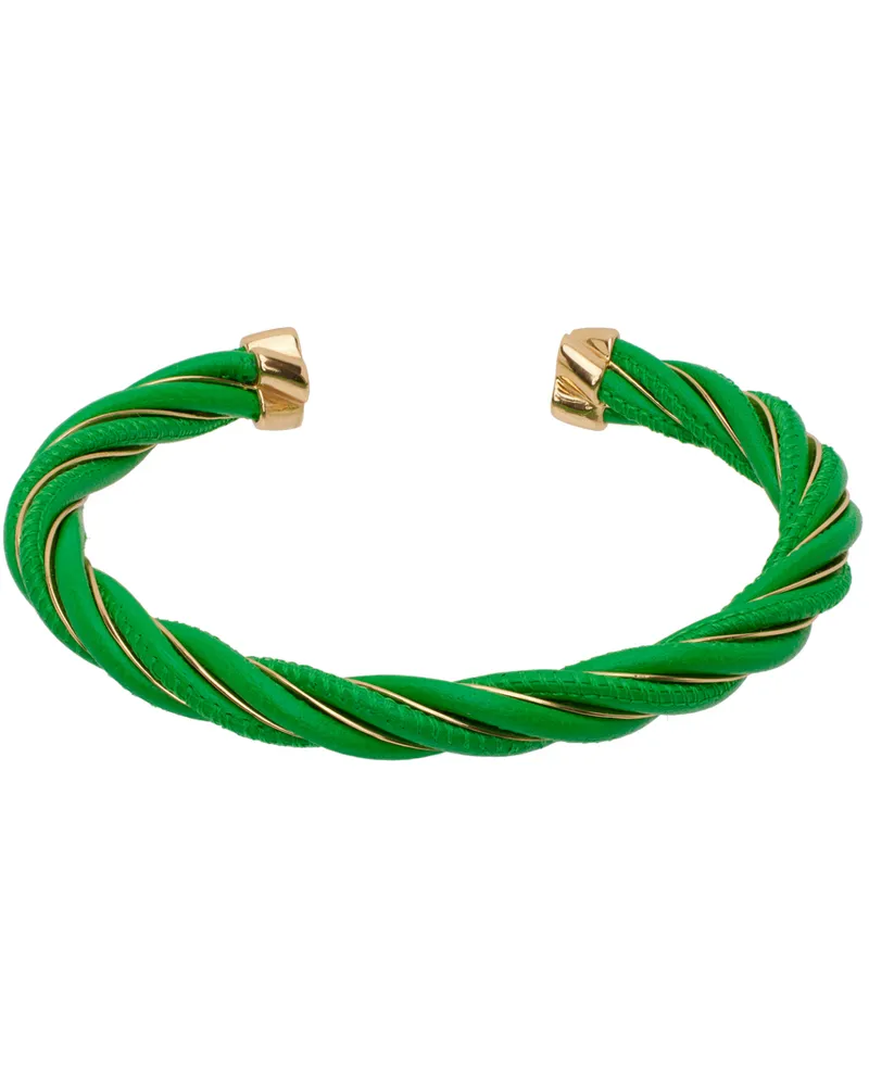 Bottega Veneta Green & Gold Twist Cuff Bracelet 3708