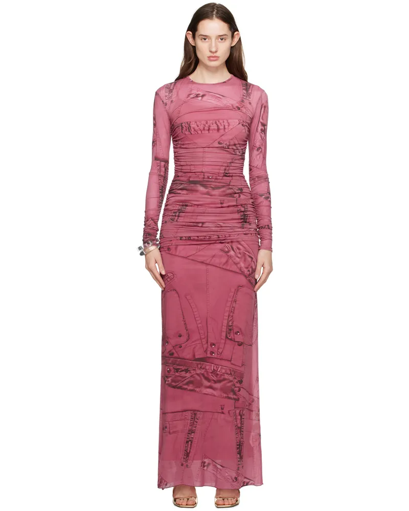Blumarine Pink Crewneck Maxi Dress T7319