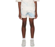 Blue & Beige Distressed Shorts