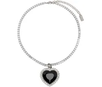 Silver & Black Crystal Heart Necklace