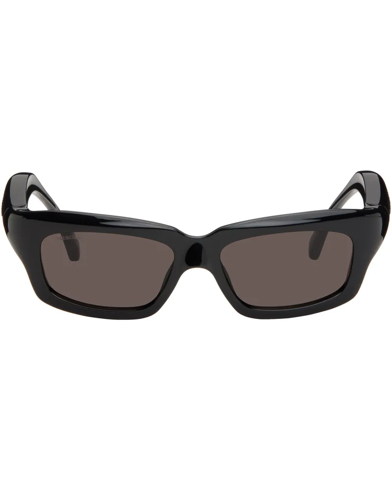 Balenciaga Black Rectangular Sunglasses Black-black-grey