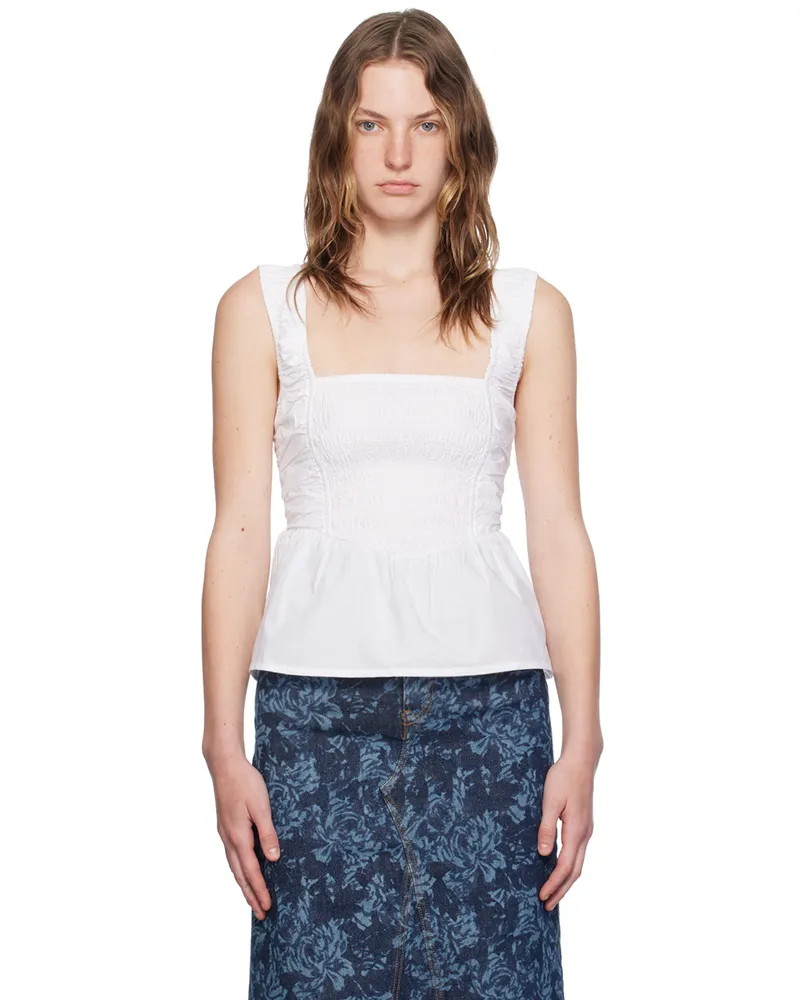 Ganni White Smock Strap Blouse 151