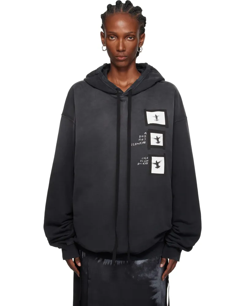 Ann Demeulemeester Black Anne Marie 'Doves' High Comfort Hoodie 098
