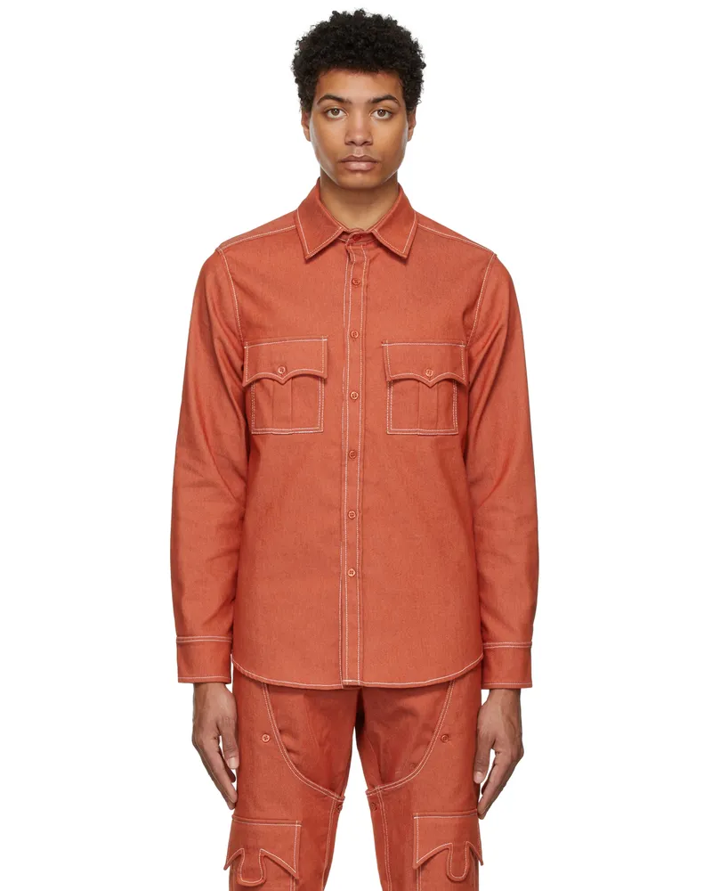 THEBE MAGUGU Orange Chambray Shirt Burnt