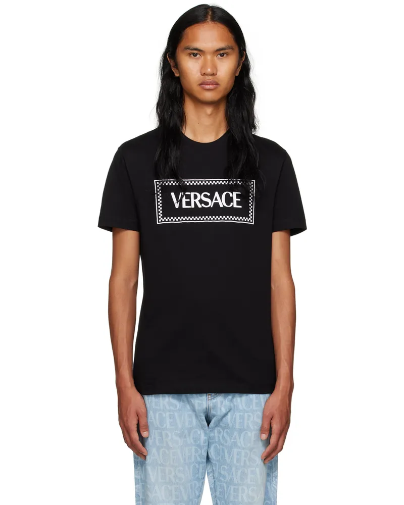 Versace Black Embroidered T-Shirt 1b000