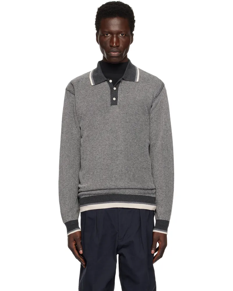 Beams Plus Gray Knit Collar Line Polo Charcoal.g17
