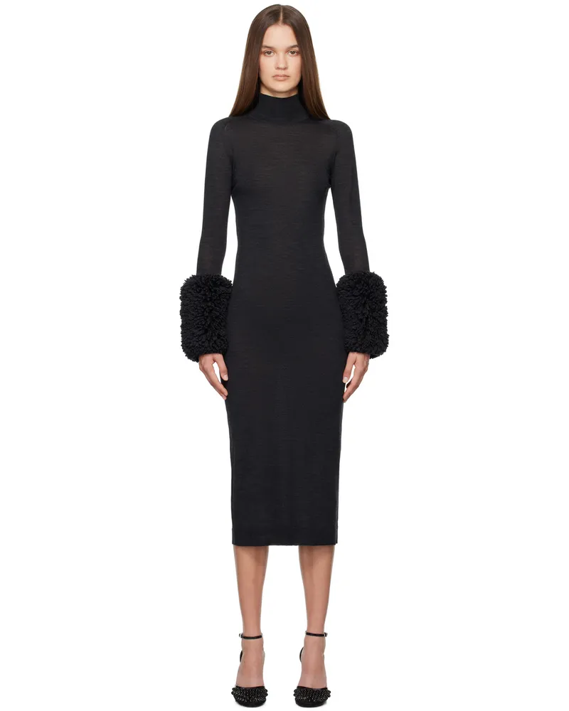 Alaïa Black Bubble Cuff Midi Dress 994