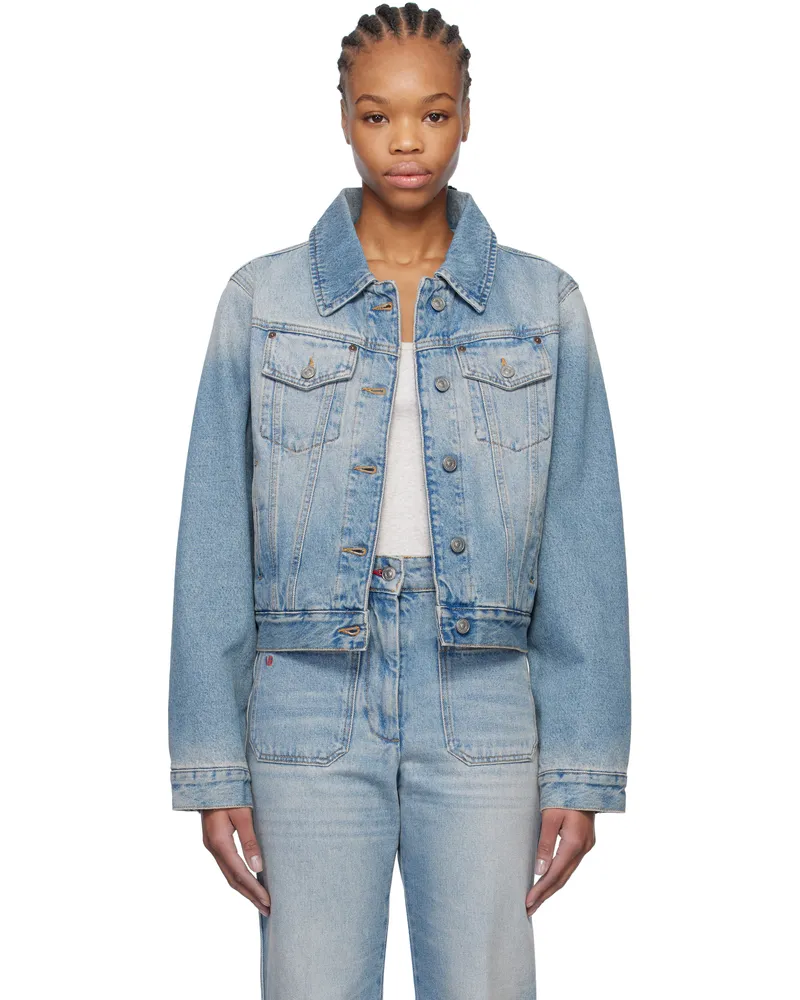 Victoria Beckham Blue Padded Denim Jacket Pale