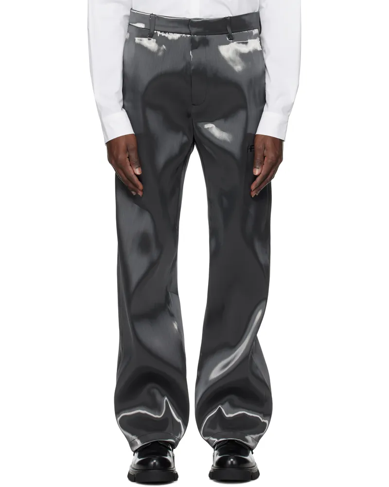Heliot Emil Gray Liquid Metal Trousers Metal