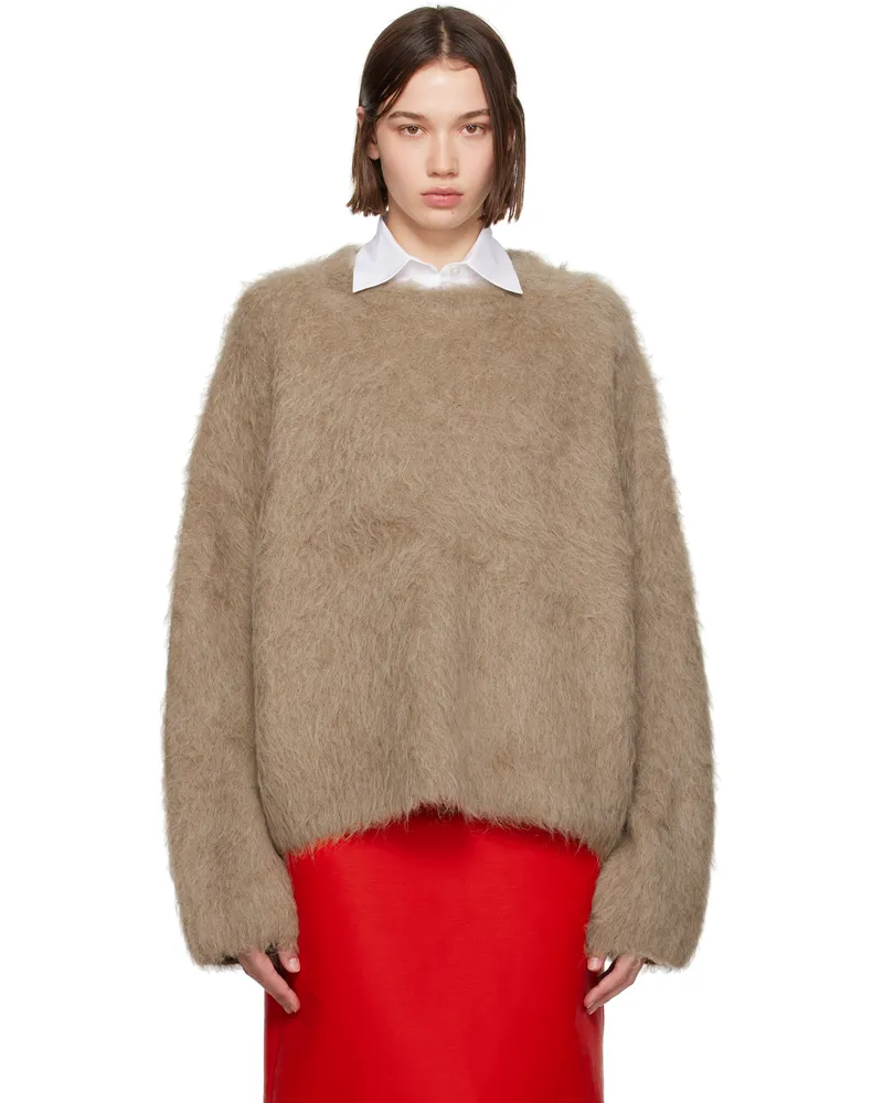 Totême Taupe Boxy Alpaca Knit Sweater Truffle