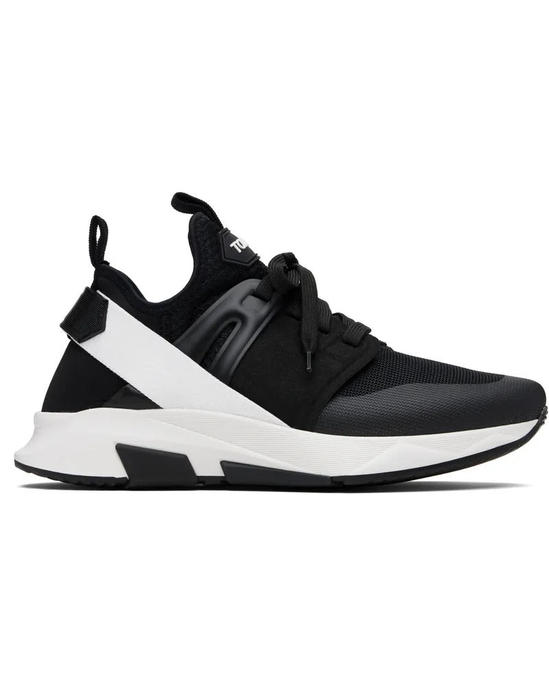 Tom Ford Black & White Neoprene Suede Jago Sneakers 3nw01black