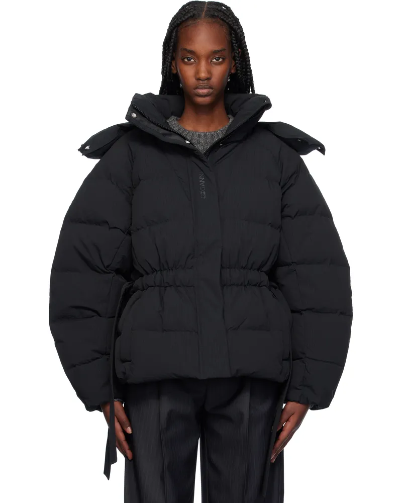 Ganni Black Tech Oversized Down Puffer Jacket 099
