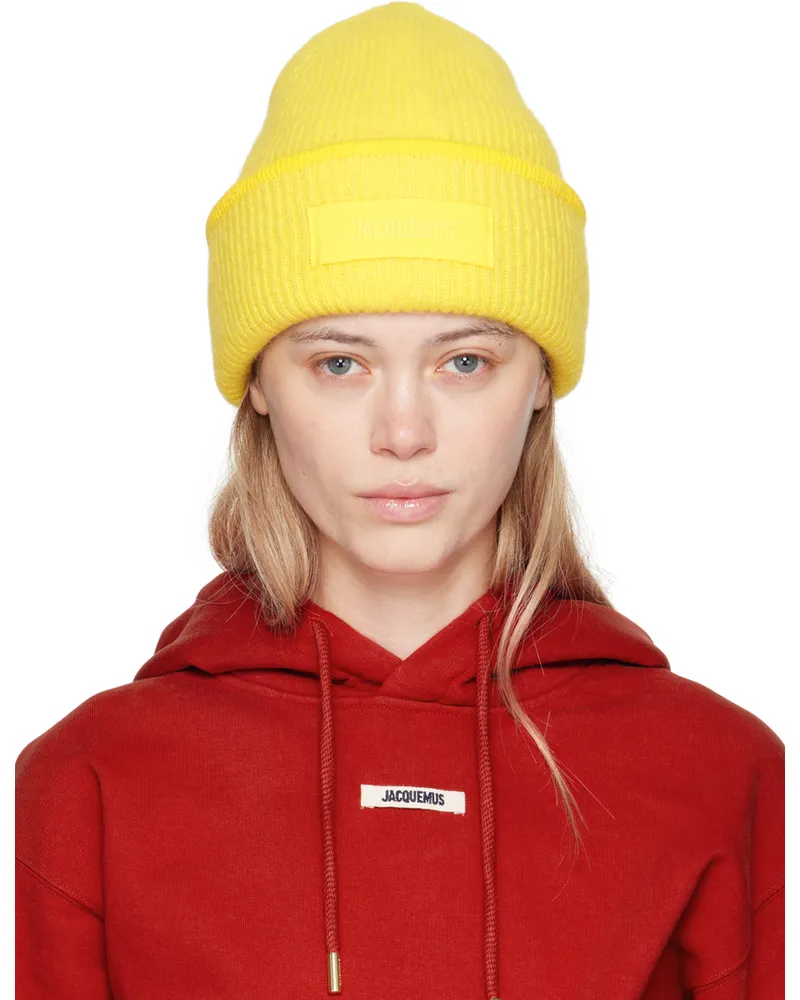 Jacquemus Yellow 'Le Bonnet Gros Grain' Beanie 250
