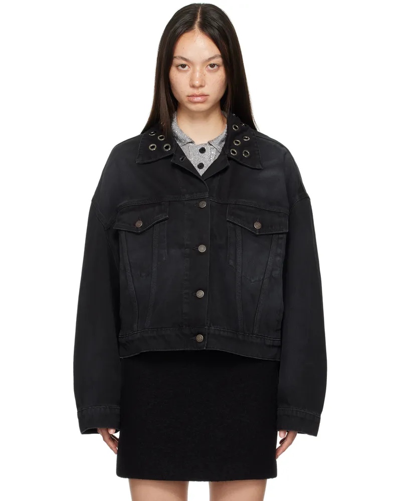 MSGM Black Eyelet Denim Jacket 99