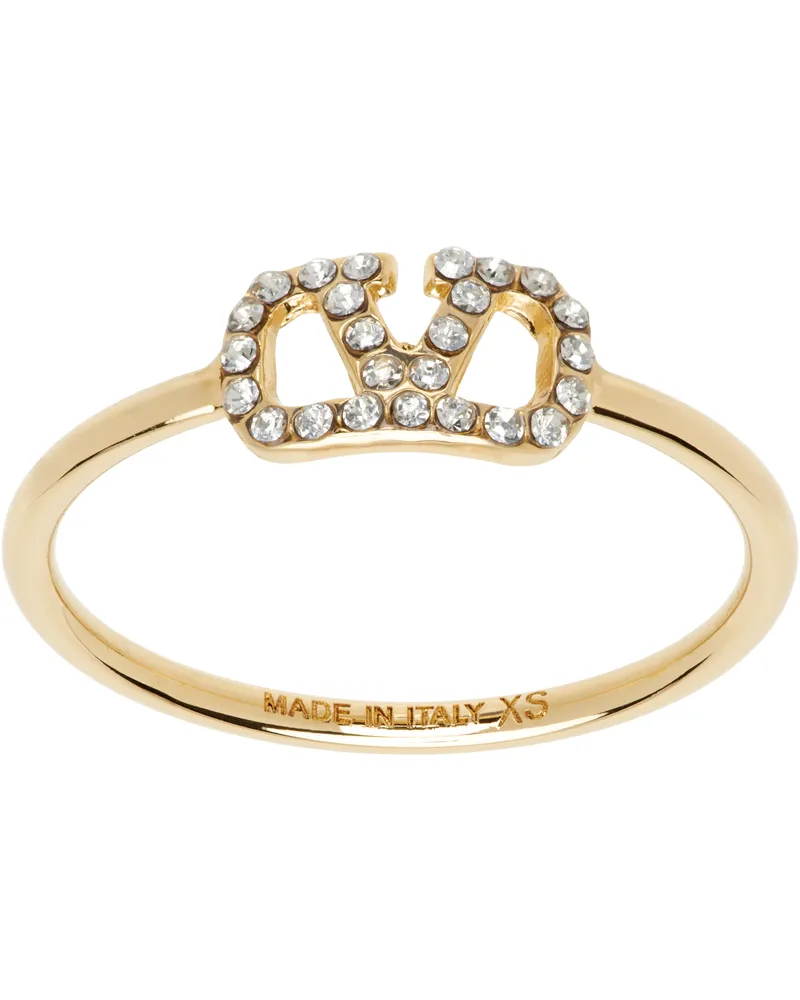Valentino Garavani Gold VLogo Signature Metal & Swarovski Crystal Ring Mh5