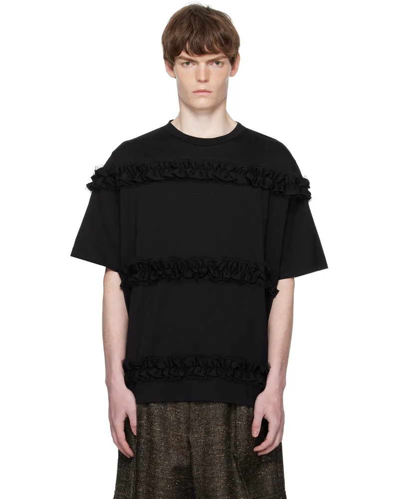 Simone Rocha Black Ruffle Frill T-shirt Black