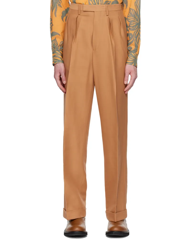 Dries van Noten Tan Pleated Trousers 700