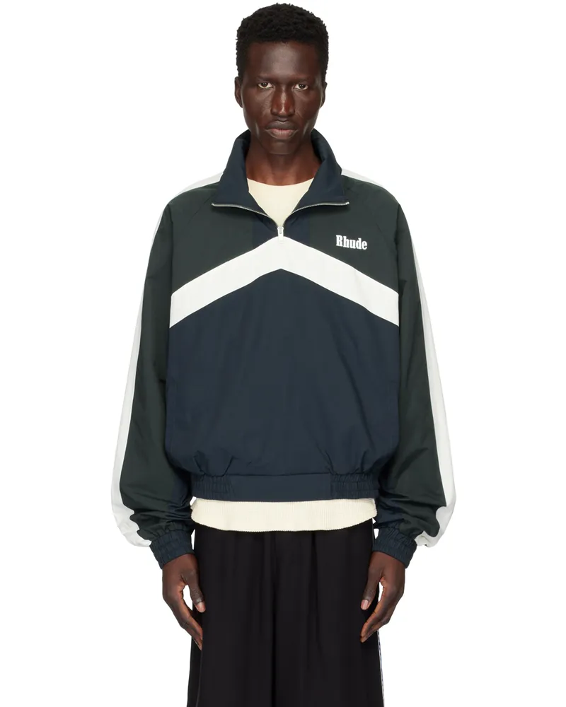 RHUDE Navy & Green Motorsport Track Jacket Navy