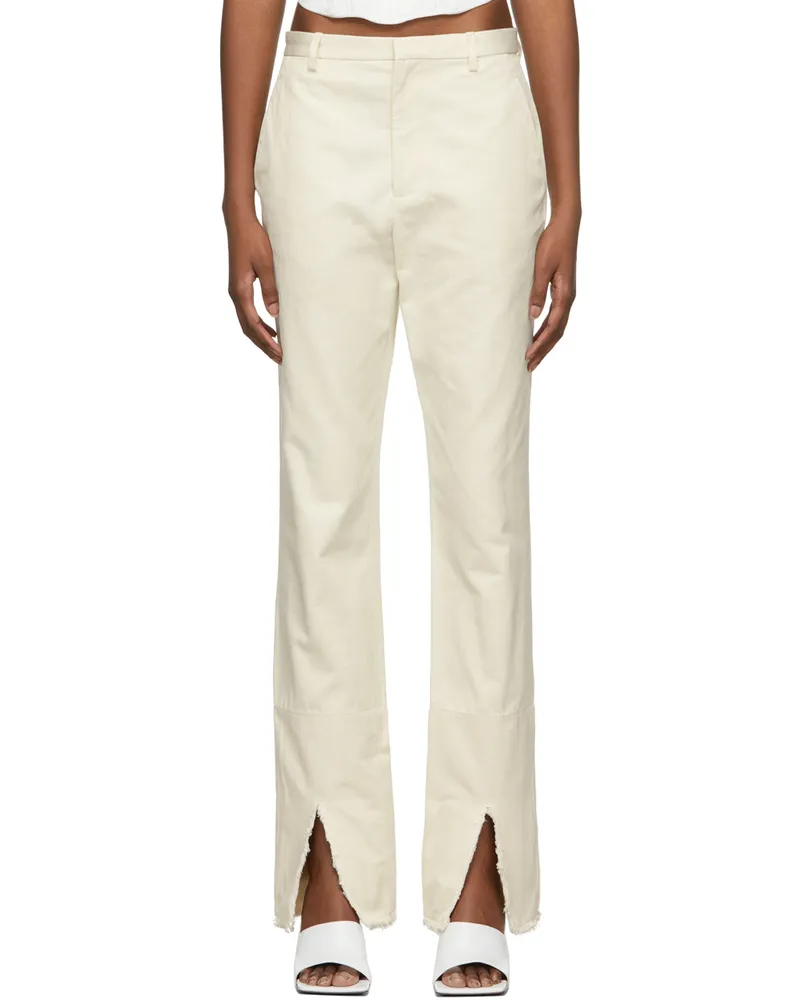 Dion Lee Off-White Split Frayed Trousers Unbleached