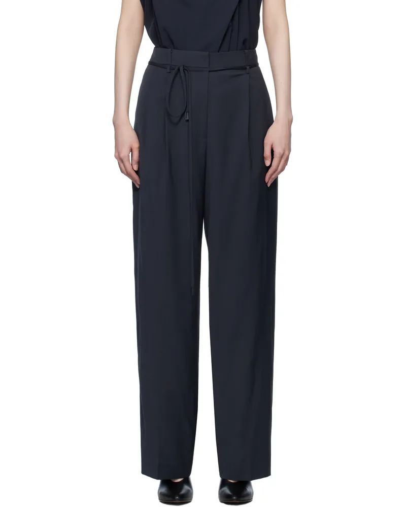 LE 17 SEPTEMBRE Navy Waist String Tuck Trousers Steel