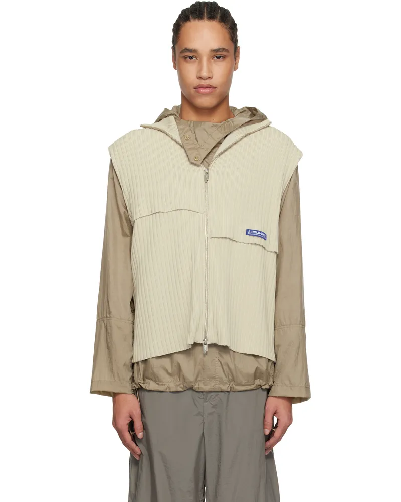 ACW* Off-White Panel Knit Vest Beige