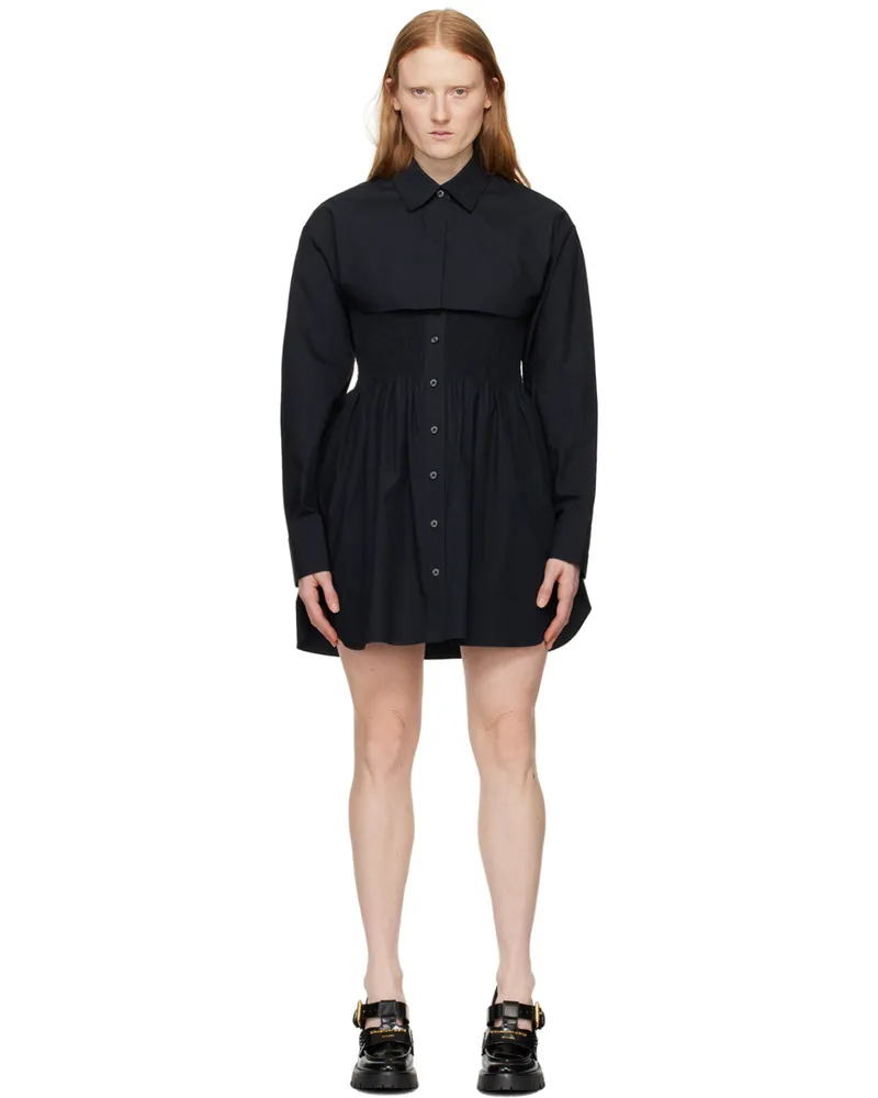 Alexander Wang Black Smocked Minidress 001