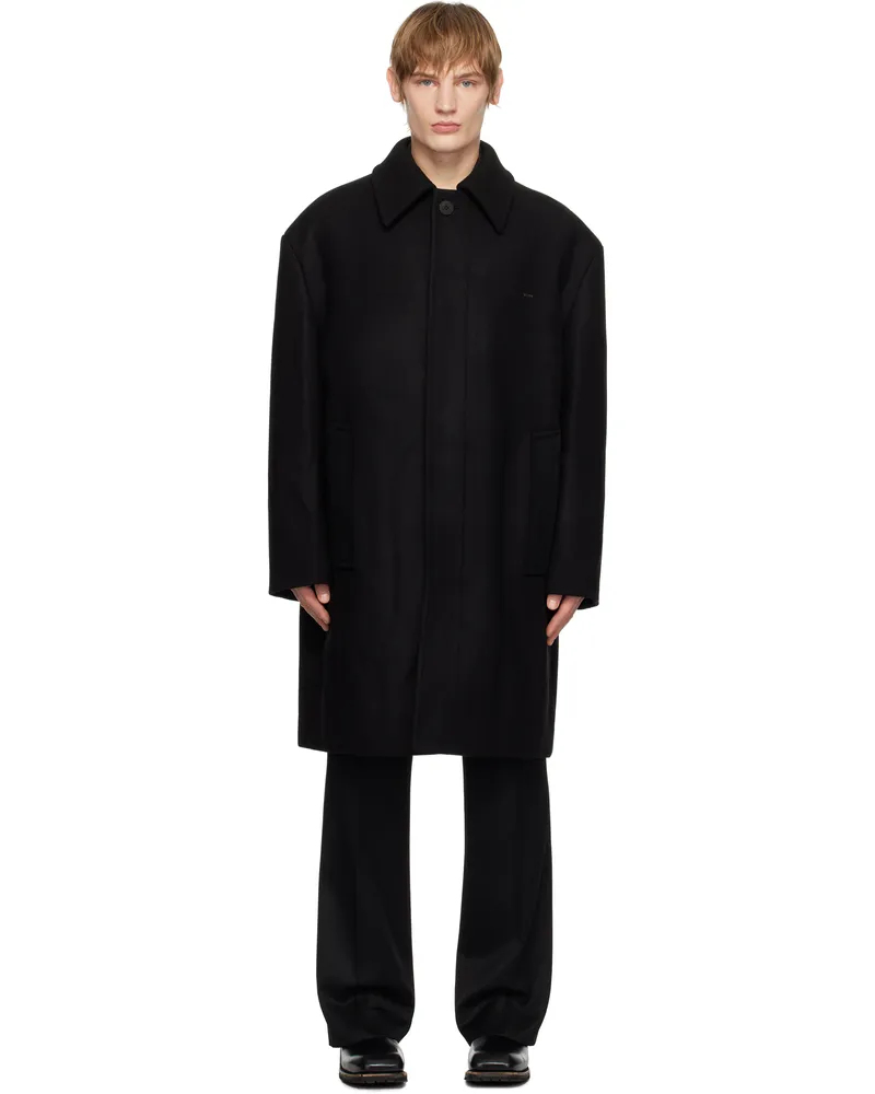 Wooyoungmi Black Balmacaan Coat 916b