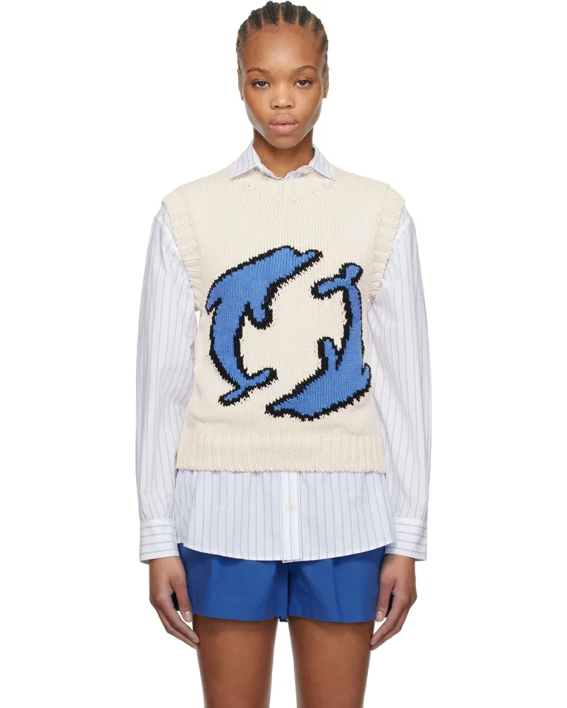 MSGM Off-White Jacquard Vest 02