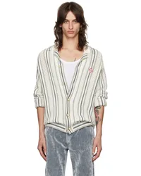 Casablanca Paris White & Gray Striped Shirt Grey