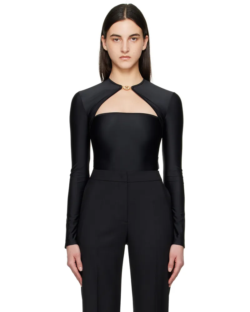 Marine Serre Black Draped Jersey Open Neck T-shirt Bk99