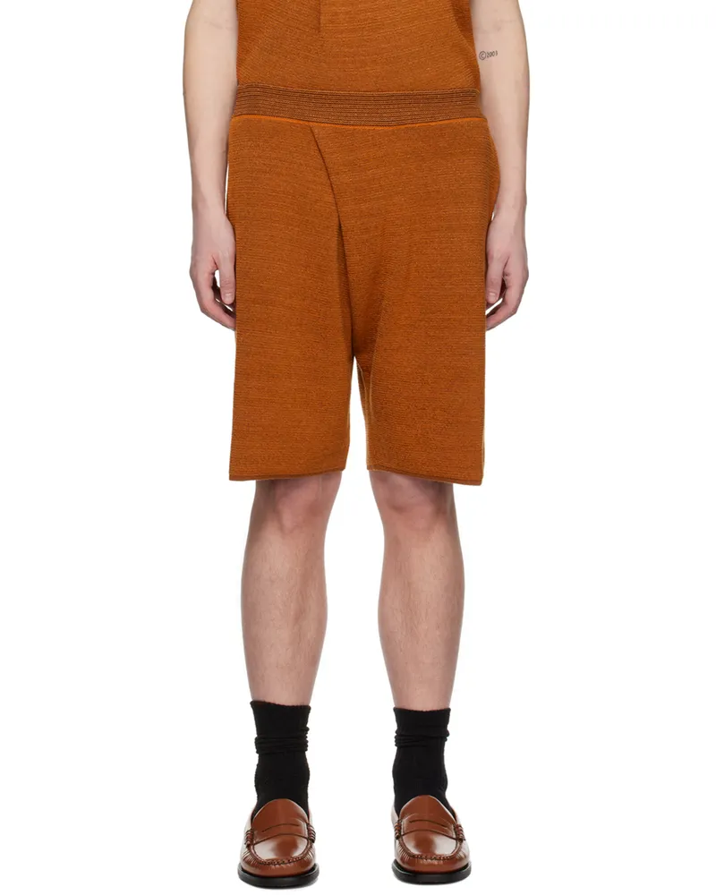 Bianca Saunders Orange Pleat Shorts Orange