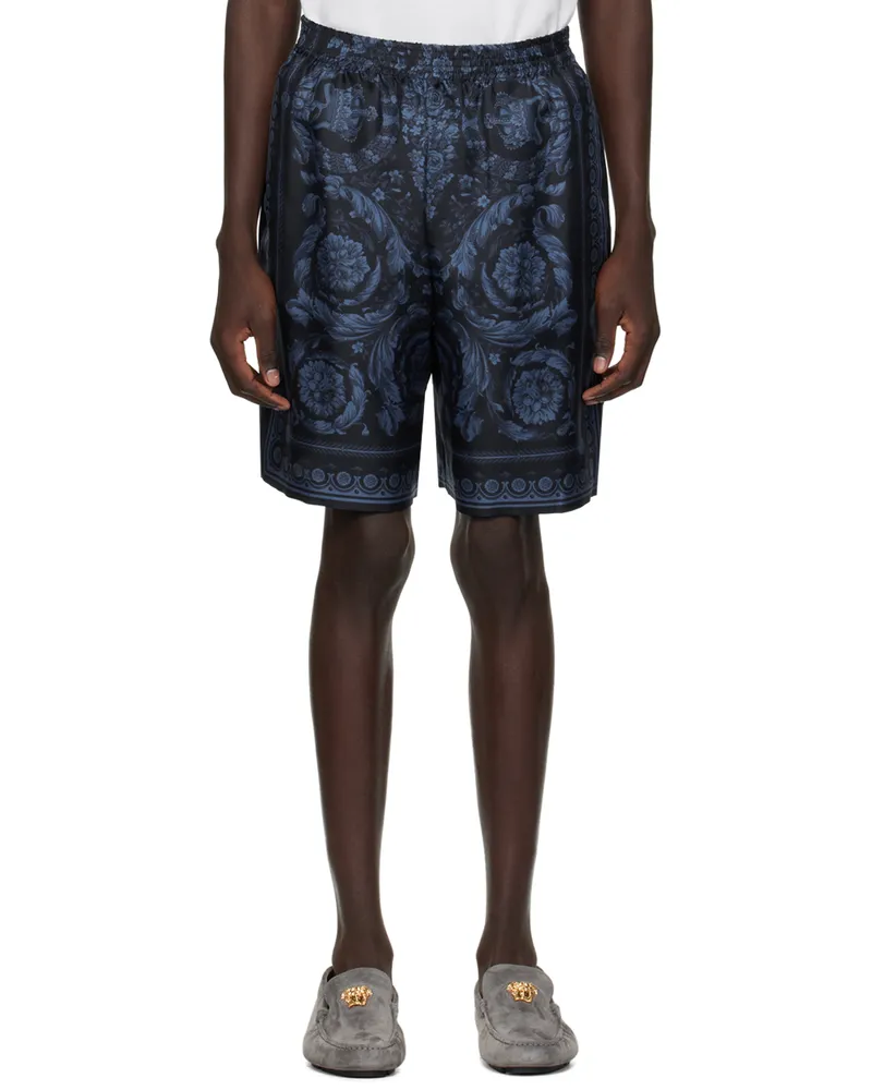 Versace Navy Barocco Shorts 5u960-