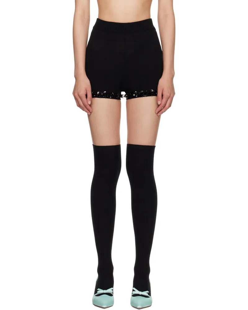 SHUSHU/TONG Black Knitted Shorts Ba100