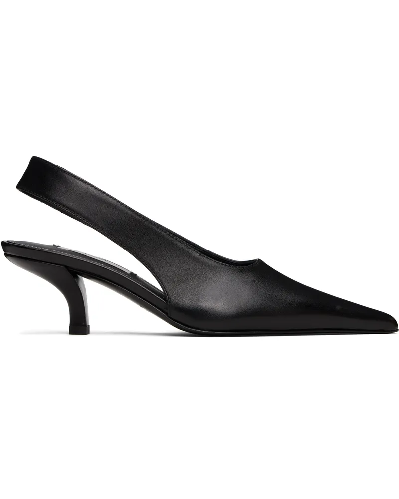 Totême Black Classic Leather Slingback Heels Black