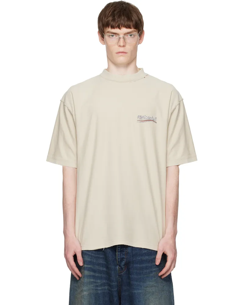 Balenciaga Beige Political Campaign Inside-Out T-shirt 8573