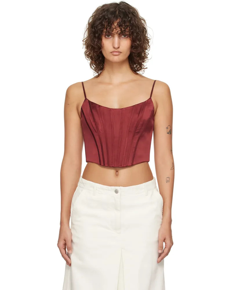 Zimmermann Red Silk Corset Top Bur