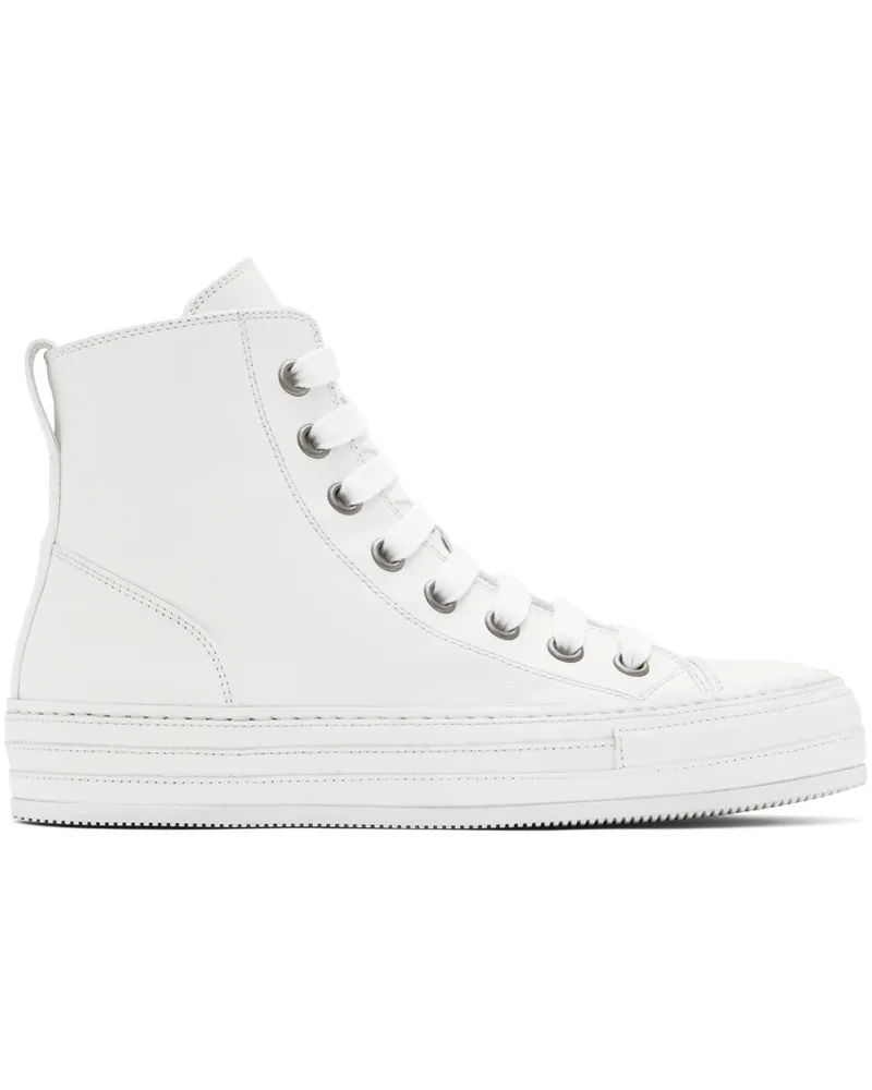 Ann Demeulemeester White Leather Raven Sneakers White