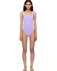 Hunza G Purple Square Neck Swimsuit Lilac