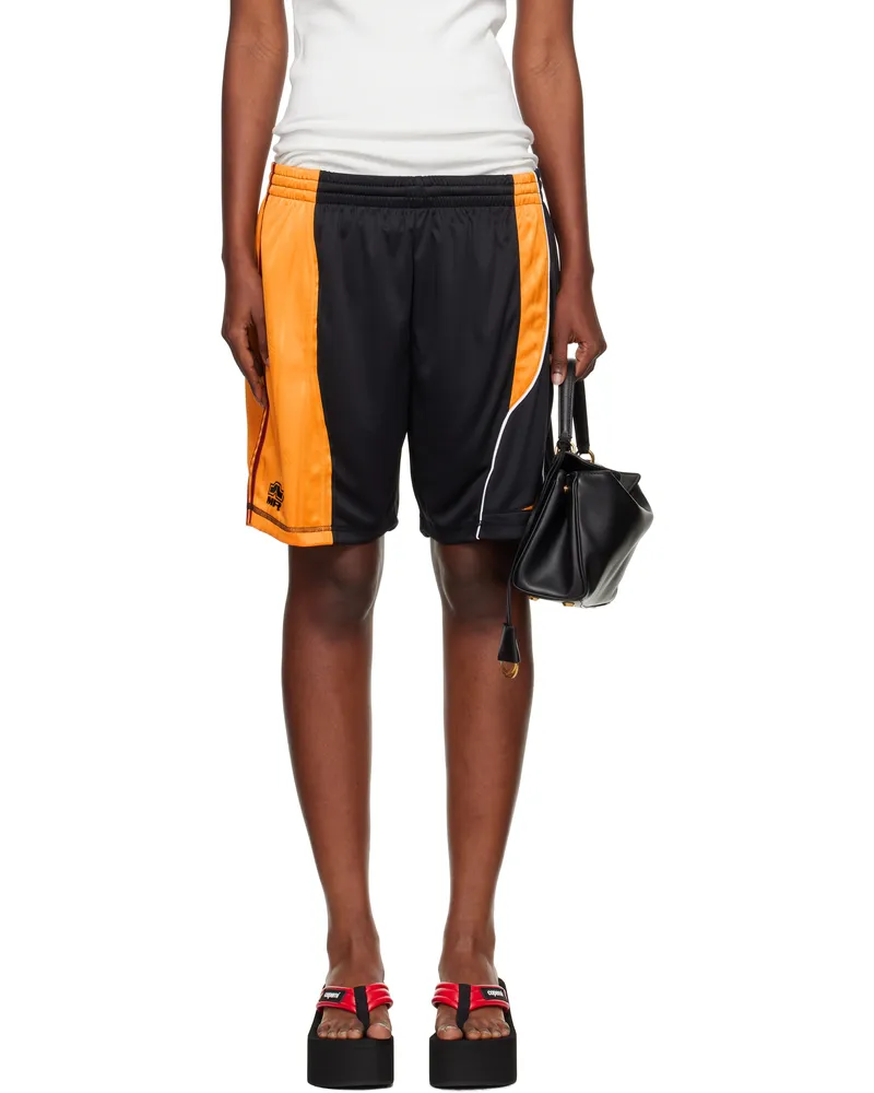 Martine Rose Black & Yellow Collage Football Shorts Black-gold
