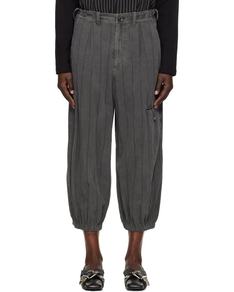 Yohji Yamamoto Gray Ko-Elastic Hem Trousers 2