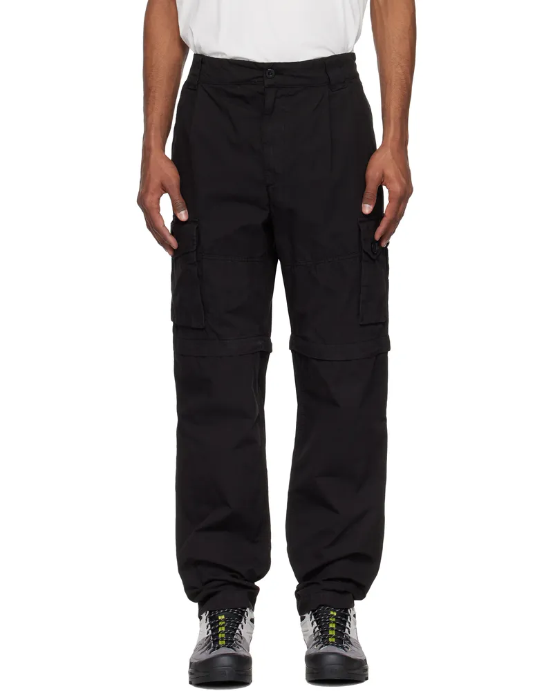 C.P. Company Black Microreps Loose Patch Pocket Cargo Pants 999