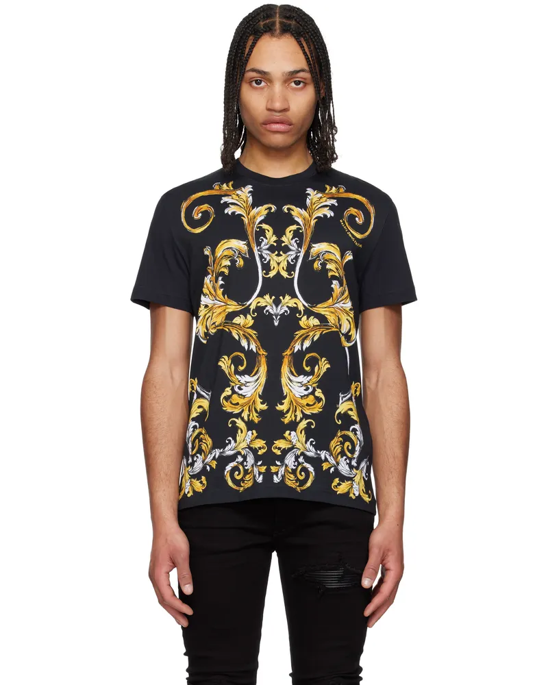 Versace Jeans Black Outline Barocco T-shirt Eg89-black