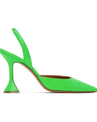 Amina Muaddi Green Holli Sling Heels Fluo