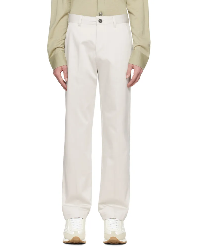 AMI Paris Gray Button-Fly Trousers Chalk