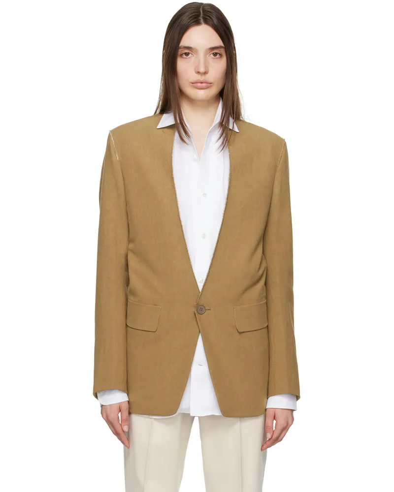 Ermenegildo Zegna Tan Raw Edge Blazer Mocha