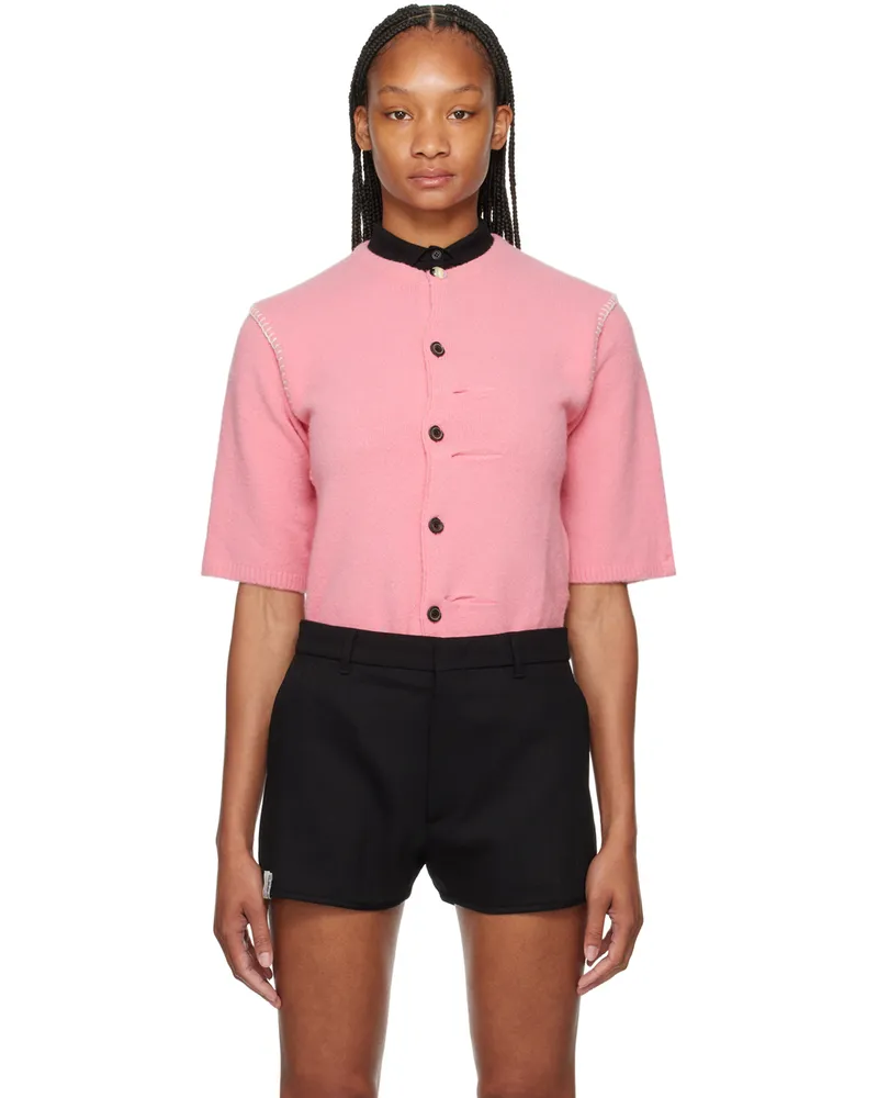 Adererror Pink Logo Flag Cardigan Pink